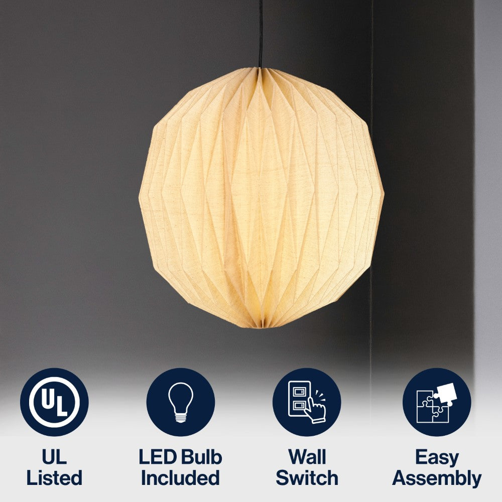 Dune 15.75" Modern Vintage Orb Honeycomb Shade LED Pendant Light