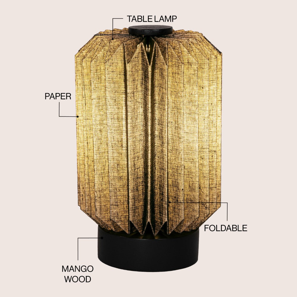 Tide 8.5" Modern Minimalist Paper Pleated Column Accent LED Table Lamp