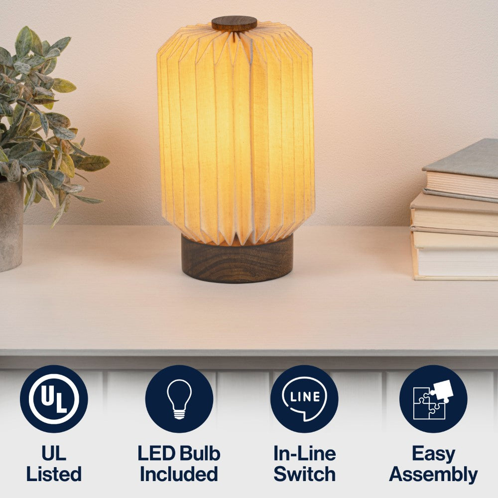 Tide 8.5" Modern Minimalist Paper Pleated Column Accent LED Table Lamp