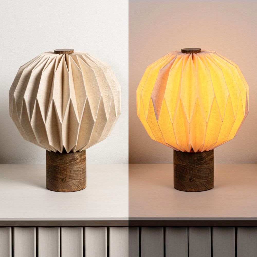 Wolfie 11" Modern Minimalist Paper Pleated Orb Accent LED Table Lamp