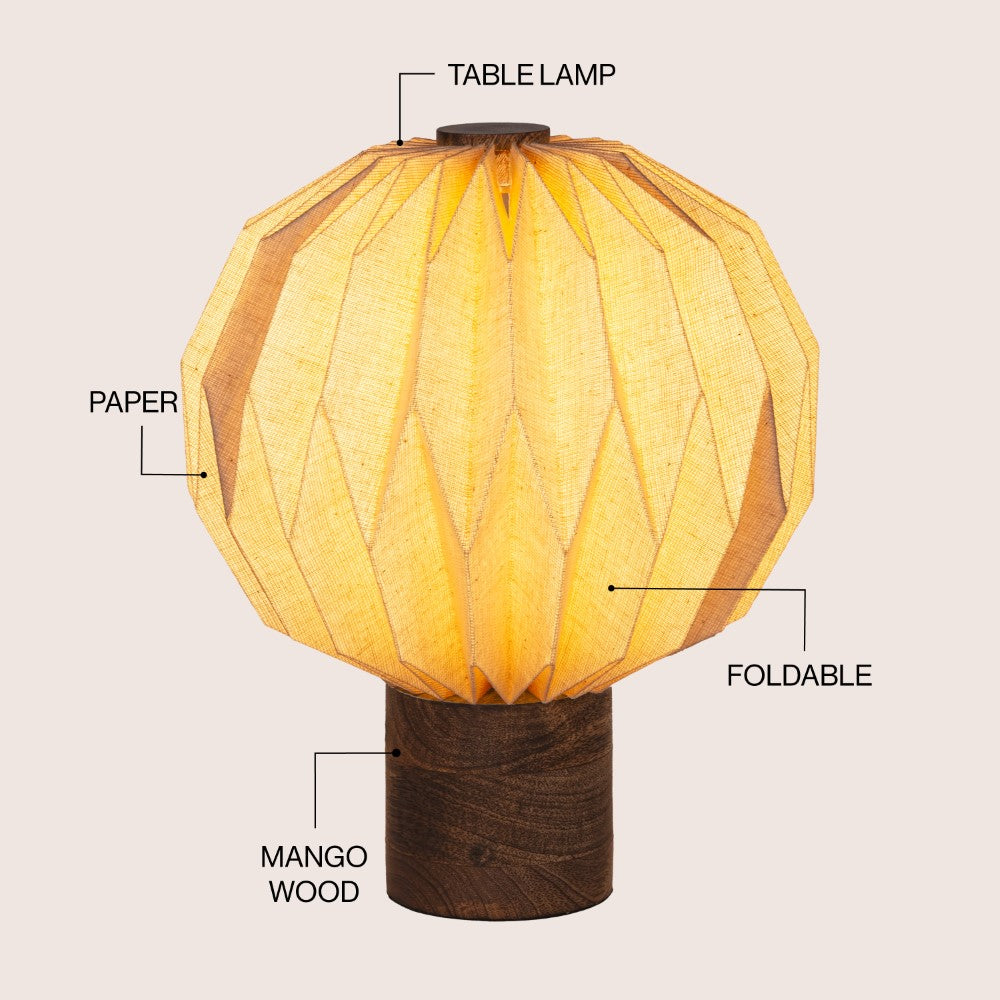Wolfie 11" Modern Minimalist Paper Pleated Orb Accent LED Table Lamp