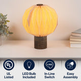Wolfie 11" Modern Minimalist Paper Pleated Orb Accent LED Table Lamp