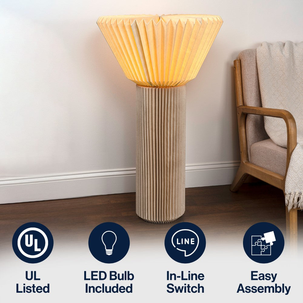 Nova 37" Modern Minimalist Pleated Shade Floor Lamp