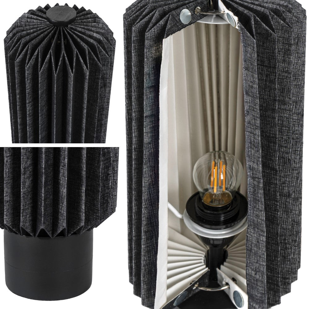 Orion 15.75" Modern Minimalist Paper Pleated Column Accent LED Table Lamp