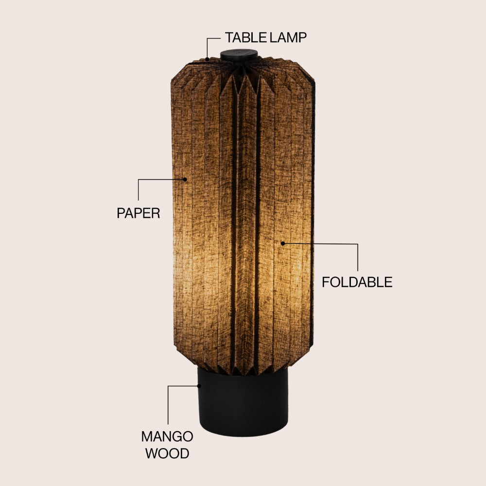Orion 15.75" Modern Minimalist Paper Pleated Column Accent LED Table Lamp