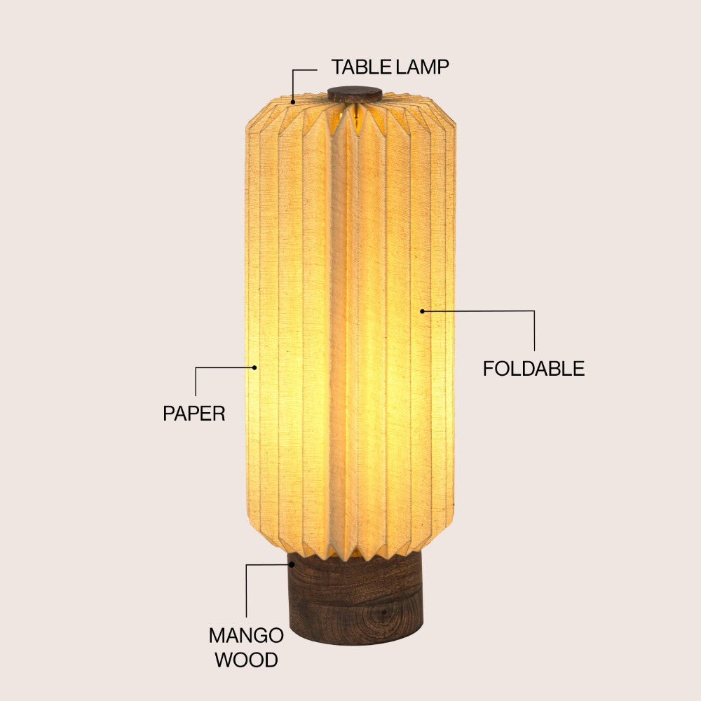 Orion 15.75" Modern Minimalist Paper Pleated Column Accent LED Table Lamp