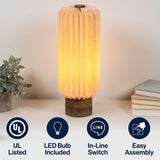 Orion 15.75" Modern Minimalist Paper Pleated Column Accent LED Table Lamp