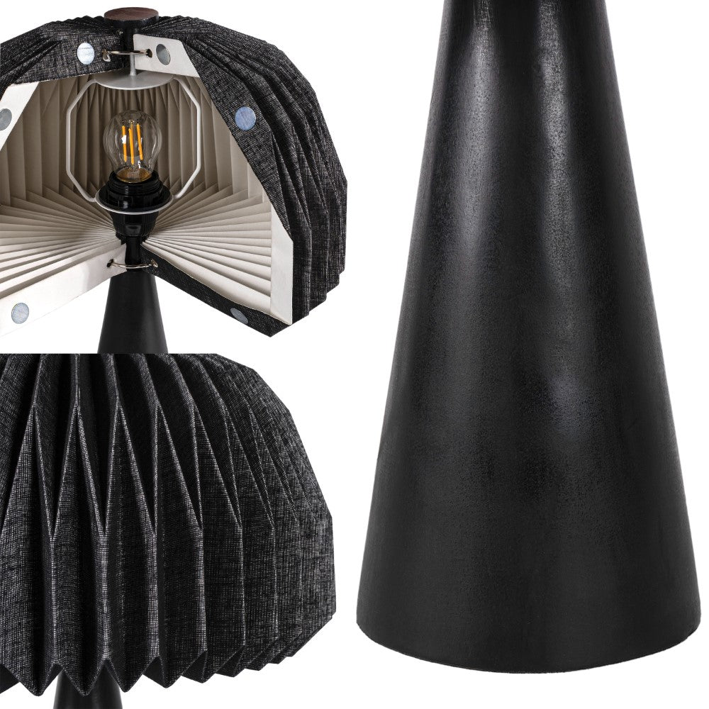 Eclipse 16" Modern Minimalist Paper Pleated Shade Mushroom Accent LED Table Lamp