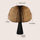 Eclipse 16" Modern Minimalist Paper Pleated Shade Mushroom Accent LED Table Lamp