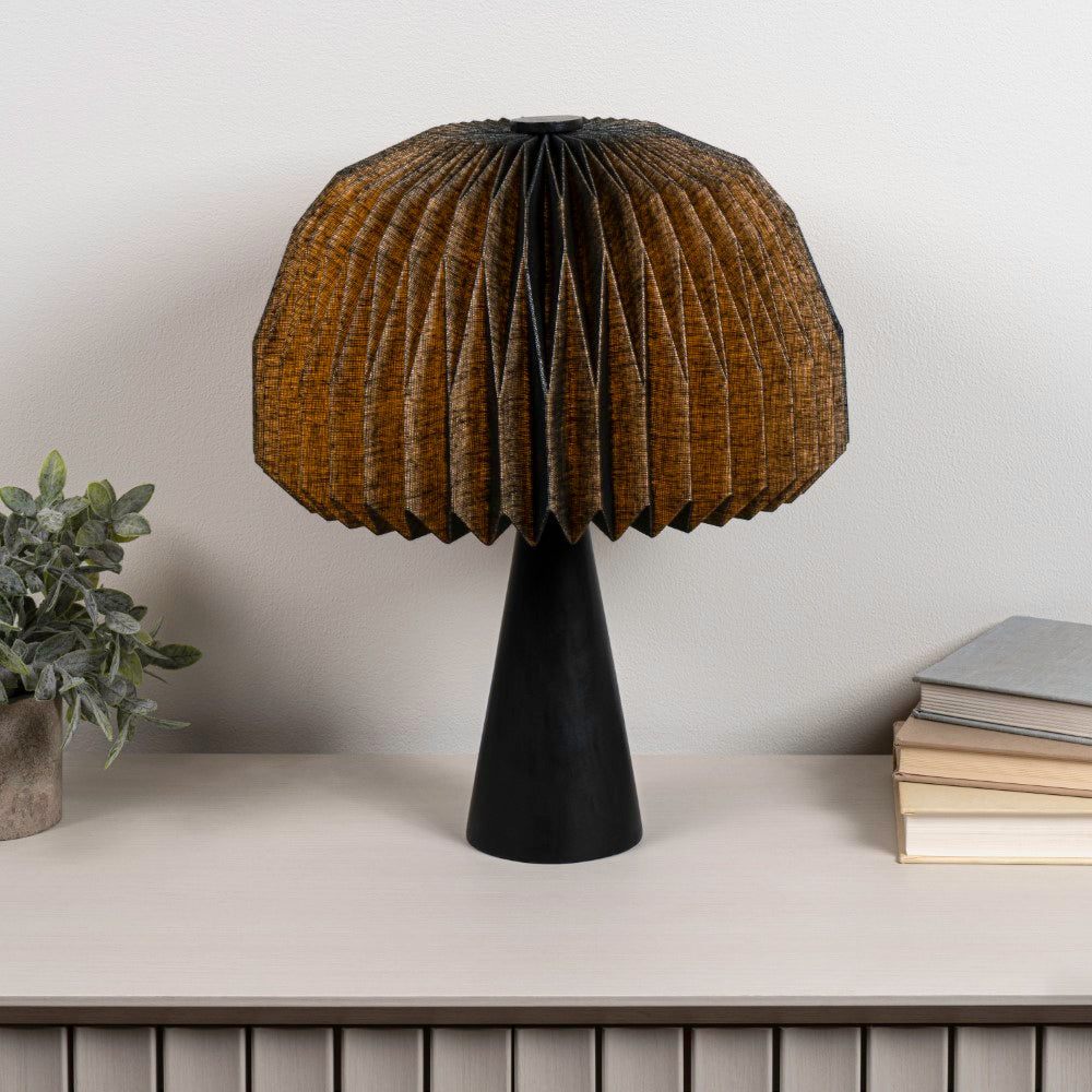 Eclipse 16" Modern Minimalist Paper Pleated Shade Mushroom Accent LED Table Lamp