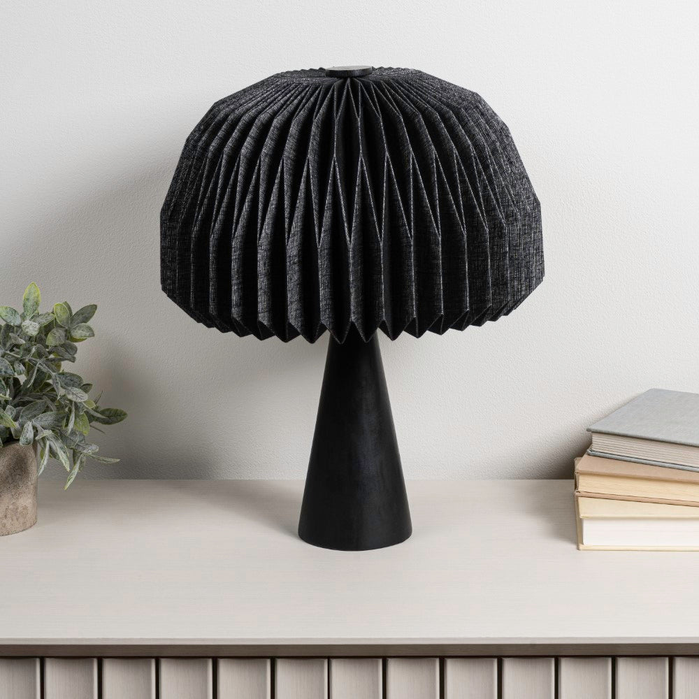 Eclipse 16" Modern Minimalist Paper Pleated Shade Mushroom Accent LED Table Lamp
