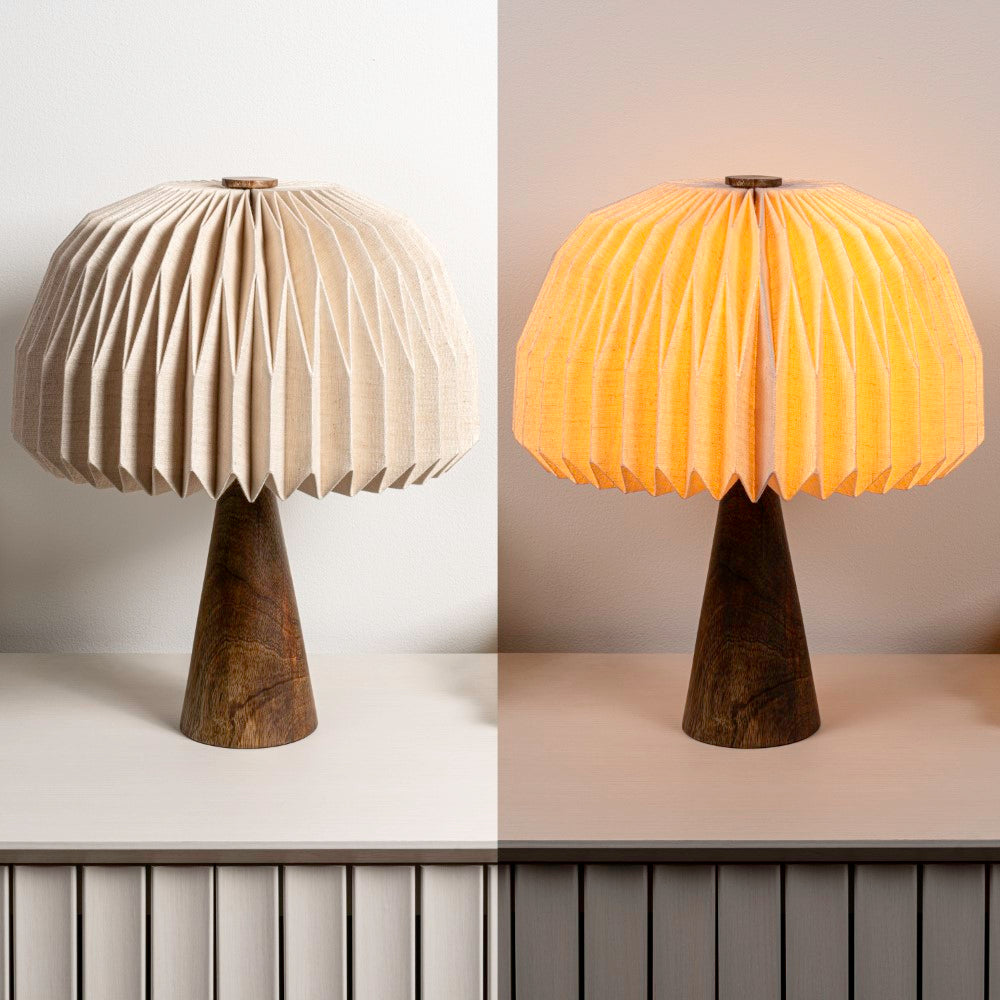 Eclipse 16" Modern Minimalist Paper Pleated Shade Mushroom Accent LED Table Lamp