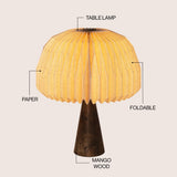Eclipse 16" Modern Minimalist Paper Pleated Shade Mushroom Accent LED Table Lamp