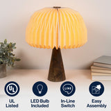 Eclipse 16" Modern Minimalist Paper Pleated Shade Mushroom Accent LED Table Lamp