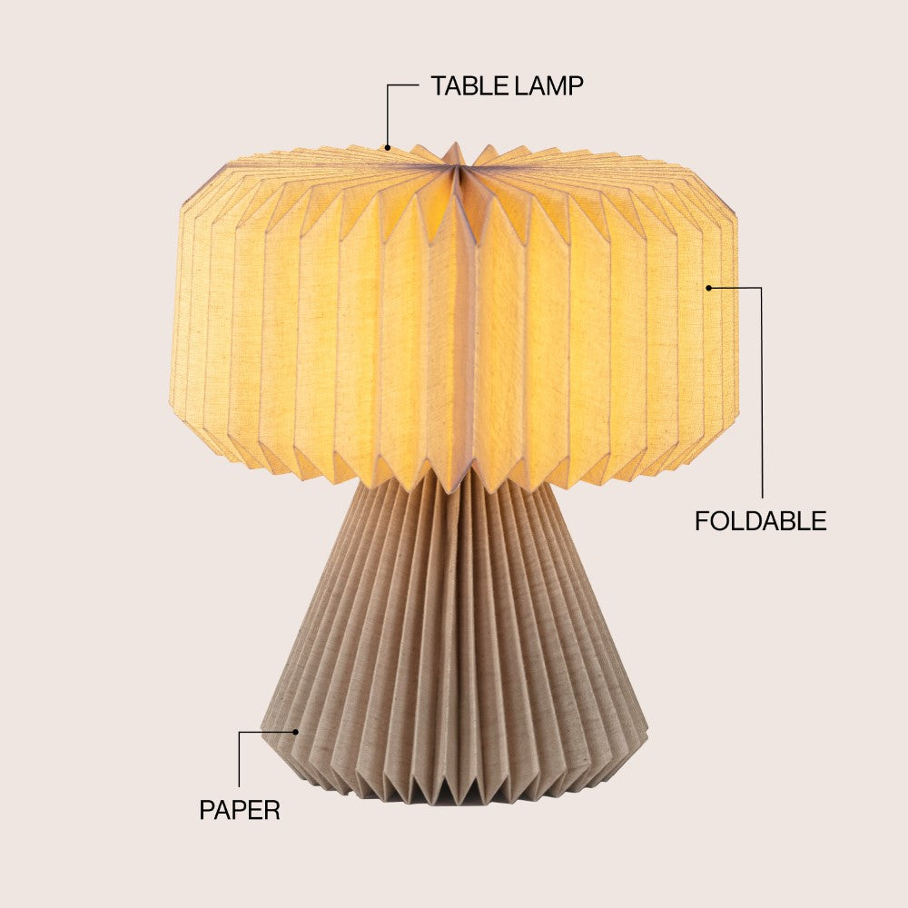 Selene 12.8" Modern Art Deco Paper Pleated Shade Accent LED Table Lamp
