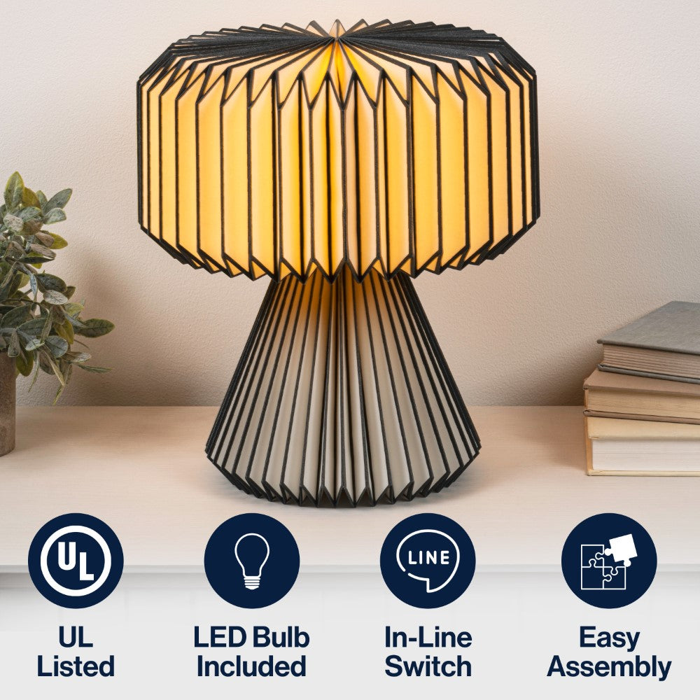 Selene 12.8" Modern Art Deco Paper Pleated Shade Accent LED Table Lamp