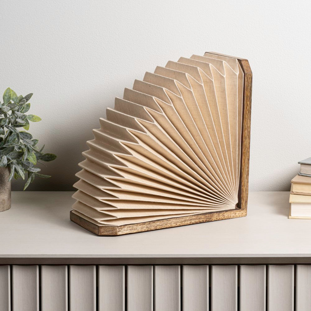 Stag Modern Art Deco Paper Half Pleated Fan LED Table Lamp