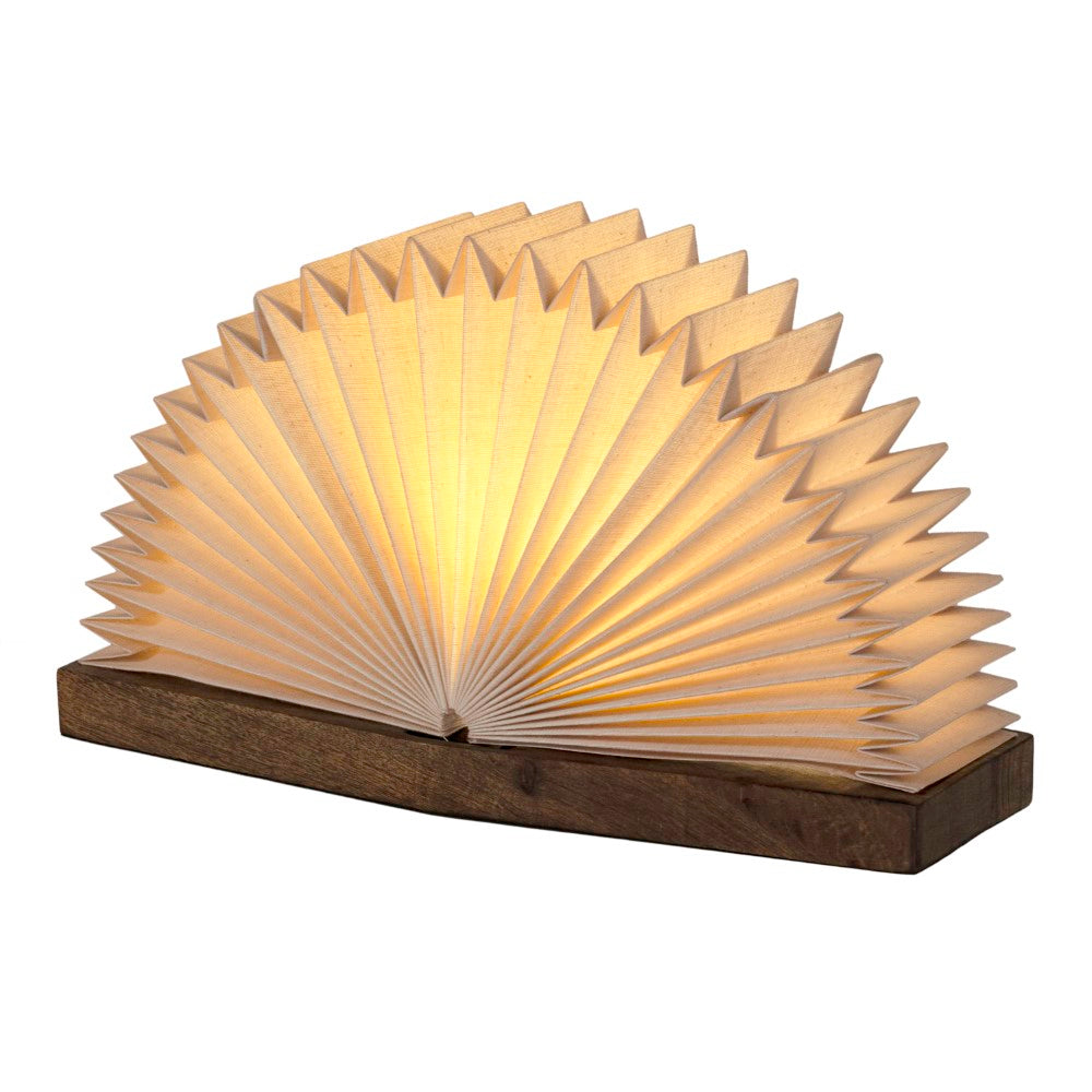 Stag Modern Art Deco Paper Half Pleated Fan LED Table Lamp