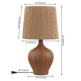 Luxelle 23" Rustic Farmhouse Resin/Metal Gourd LED Table Lamp with Paper Rope Shade