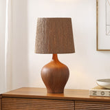 Luxelle 23" Rustic Farmhouse Resin/Metal Gourd LED Table Lamp with Paper Rope Shade