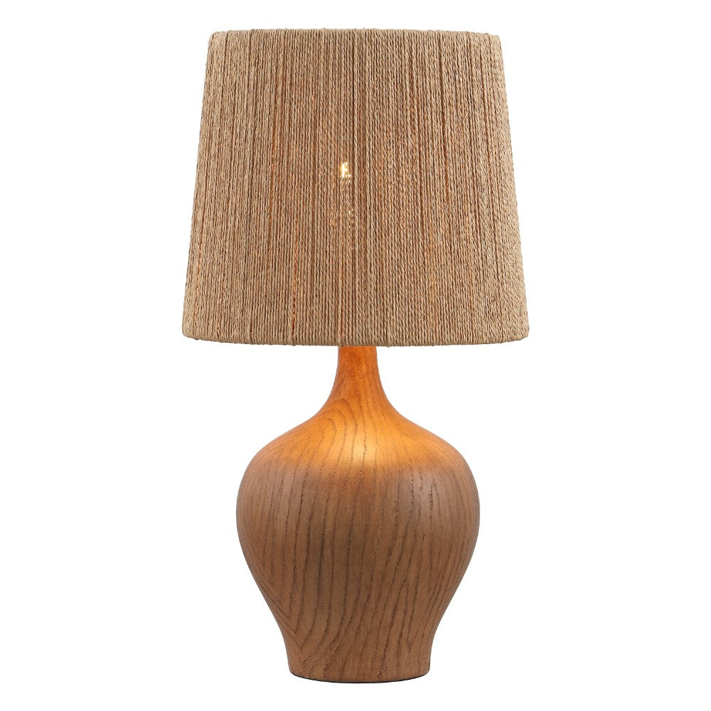 Luxelle 23" Rustic Farmhouse Resin/Metal Gourd LED Table Lamp with Paper Rope Shade