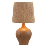 Luxelle 23" Rustic Farmhouse Resin/Metal Gourd LED Table Lamp with Paper Rope Shade