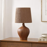 Luxelle 23" Rustic Farmhouse Resin/Metal Gourd LED Table Lamp with Paper Rope Shade
