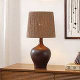 Luxelle 23" Rustic Farmhouse Resin/Metal Gourd LED Table Lamp with Paper Rope Shade
