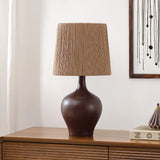 Luxelle 23" Rustic Farmhouse Resin/Metal Gourd LED Table Lamp with Paper Rope Shade