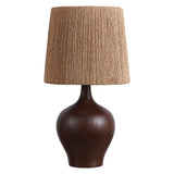 Luxelle 23" Rustic Farmhouse Resin/Metal Gourd LED Table Lamp with Paper Rope Shade