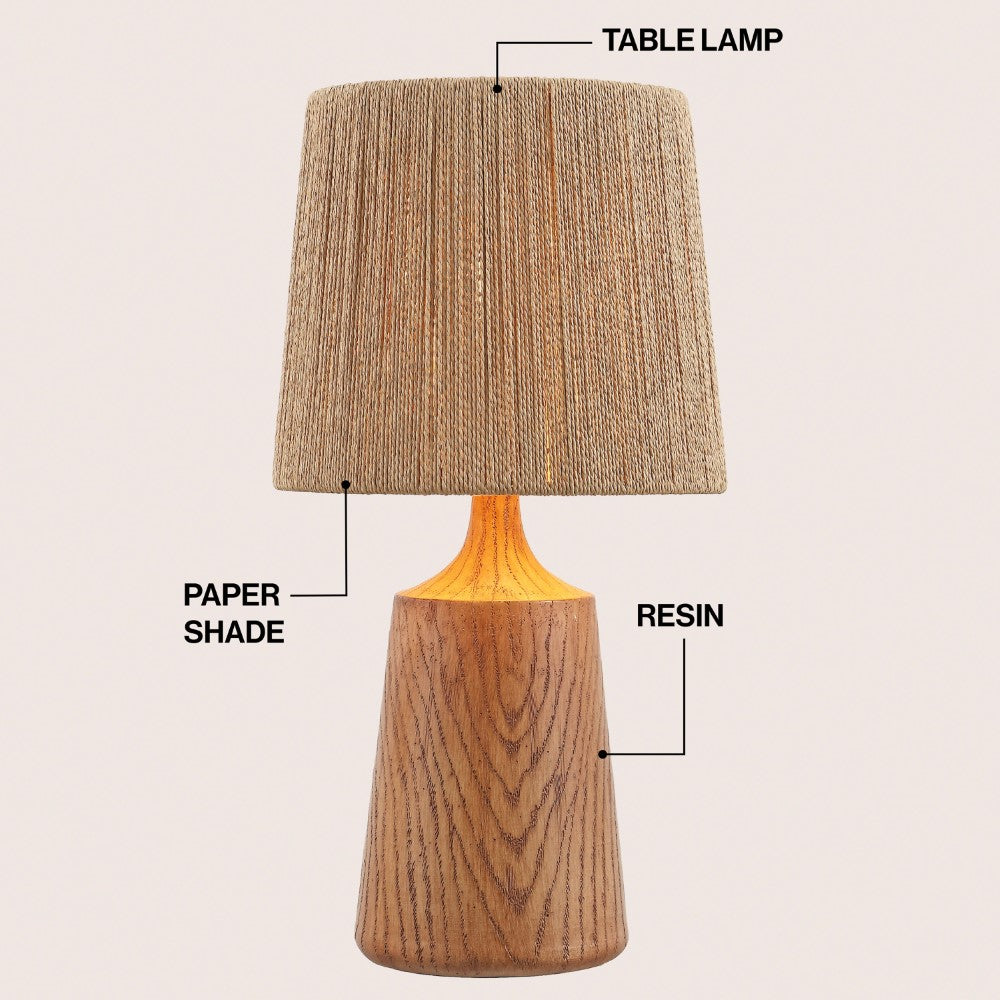 Vionel 22.25" Classic Cottage Tapered Resin/Metal LED Table Lamp with Paper Rope Shade