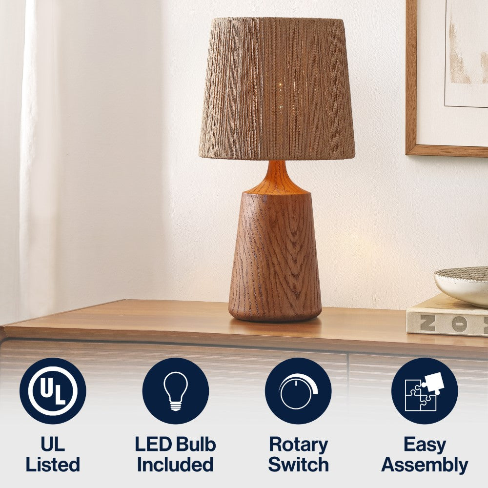 Vionel 22.25" Classic Cottage Tapered Resin/Metal LED Table Lamp with Paper Rope Shade