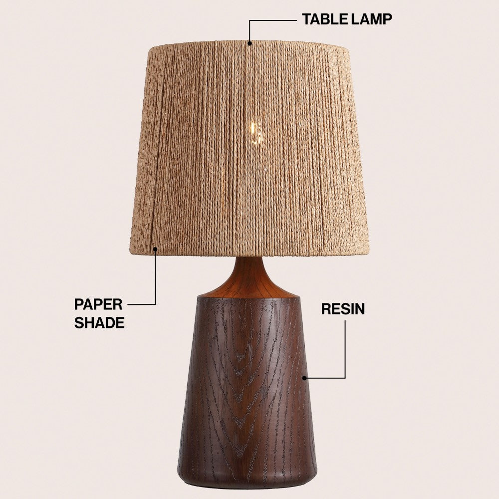 Vionel 22.25" Classic Cottage Tapered Resin/Metal LED Table Lamp with Paper Rope Shade