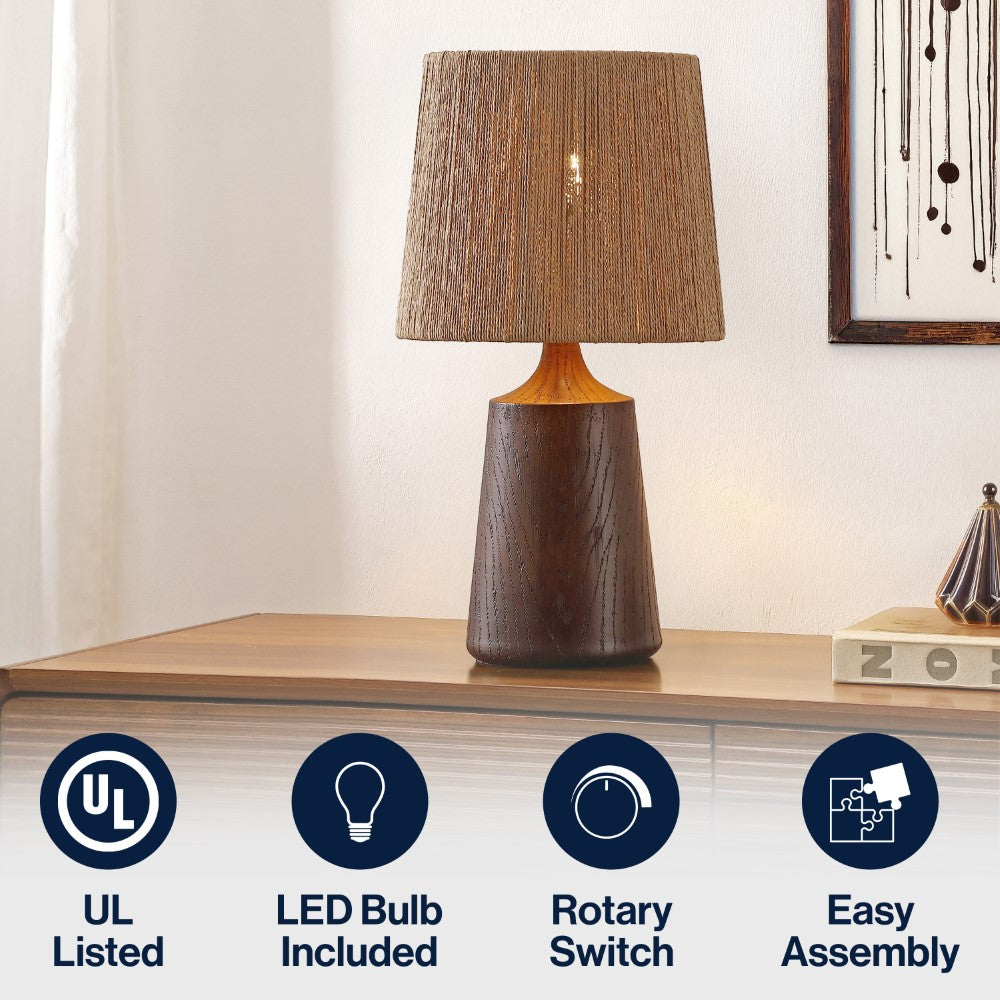 Vionel 22.25" Classic Cottage Tapered Resin/Metal LED Table Lamp with Paper Rope Shade
