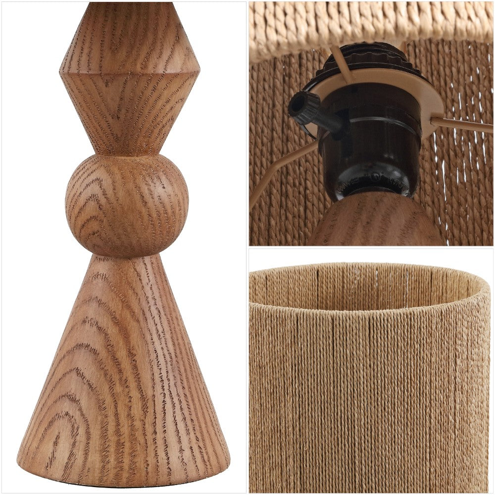 Soveya Taper 23.5" Rustic Cottage Resin/Metal LED Table Lamp with Paper Rope Shade