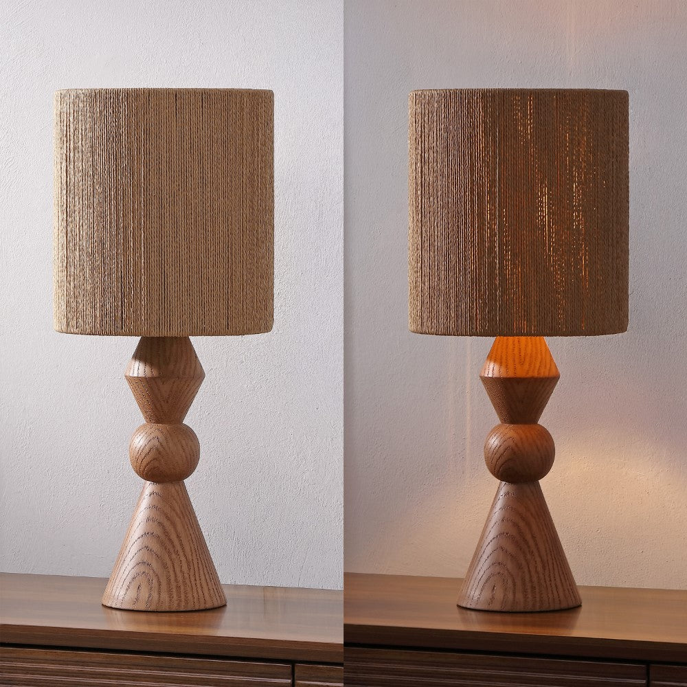 Soveya Taper 23.5" Rustic Cottage Resin/Metal LED Table Lamp with Paper Rope Shade
