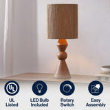 Soveya Taper 23.5" Rustic Cottage Resin/Metal LED Table Lamp with Paper Rope Shade