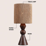 Soveya Taper 23.5" Rustic Cottage Resin/Metal LED Table Lamp with Paper Rope Shade