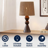 Soveya Taper 23.5" Rustic Cottage Resin/Metal LED Table Lamp with Paper Rope Shade
