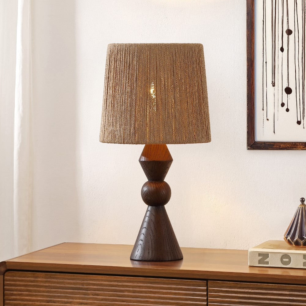 Soveya Taper 23.5" Rustic Cottage Resin/Metal LED Table Lamp with Paper Rope Shade