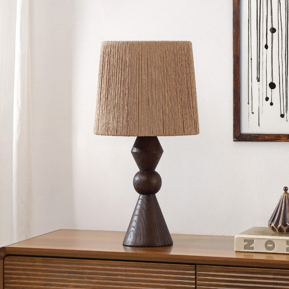 Soveya Taper 23.5" Rustic Cottage Resin/Metal LED Table Lamp with Paper Rope Shade