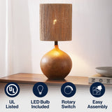 Selora 22.75" Rustic Bohemian Resin/Metal Round Table Lamp with Paper Rope Shade