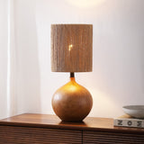 Selora 22.75" Rustic Bohemian Resin/Metal Round Table Lamp with Paper Rope Shade