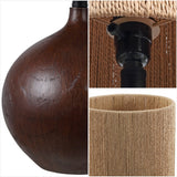 Selora 22.75" Rustic Bohemian Resin/Metal Round Table Lamp with Paper Rope Shade