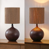 Selora 22.75" Rustic Bohemian Resin/Metal Round Table Lamp with Paper Rope Shade