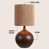 Selora 22.75" Rustic Bohemian Resin/Metal Round Table Lamp with Paper Rope Shade