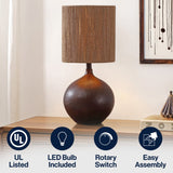 Selora 22.75" Rustic Bohemian Resin/Metal Round Table Lamp with Paper Rope Shade