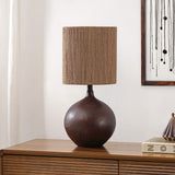 Selora 22.75" Rustic Bohemian Resin/Metal Round Table Lamp with Paper Rope Shade