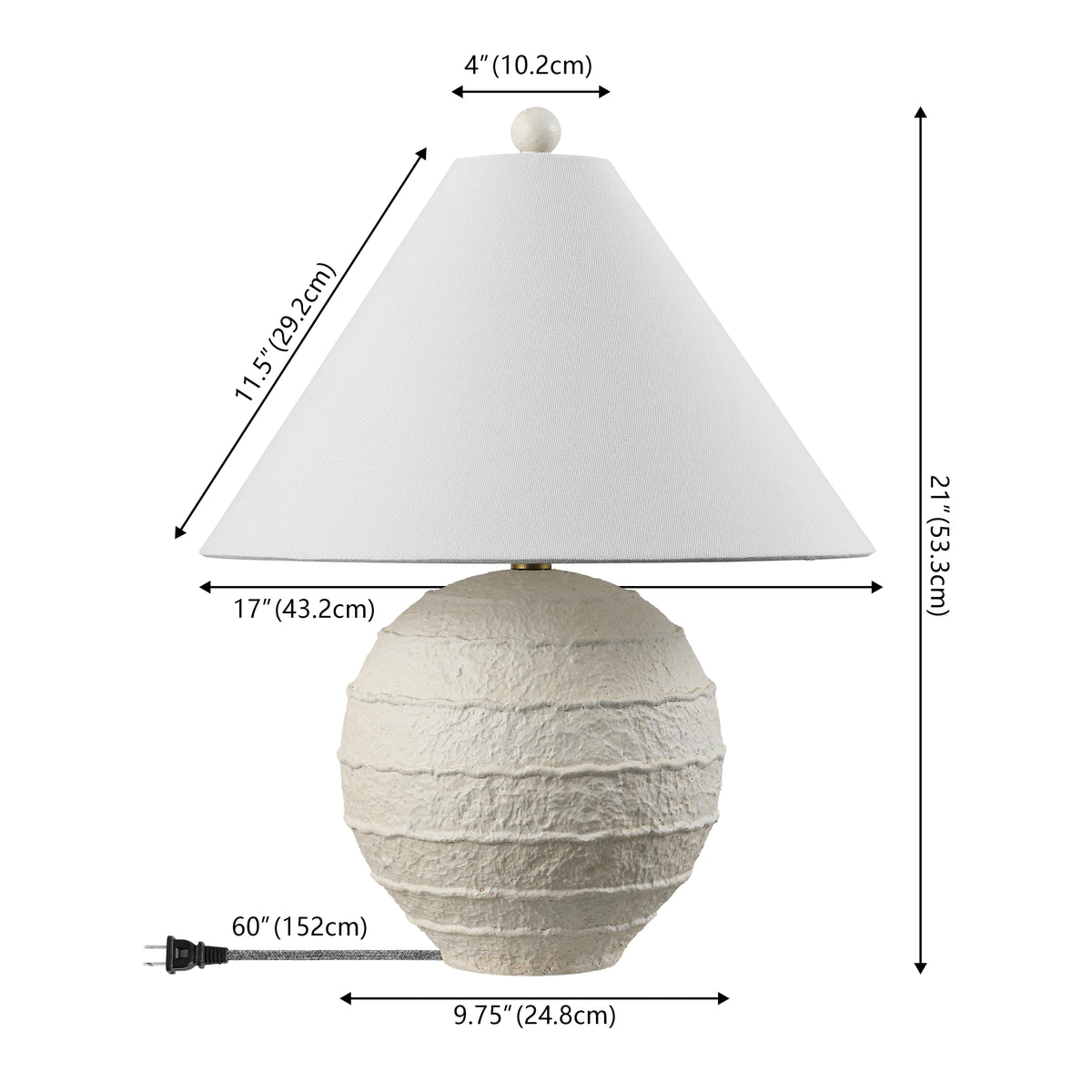 Elynt 21" Coastal Cottage Textured Resin/Metal Ridged LED Table Lamp