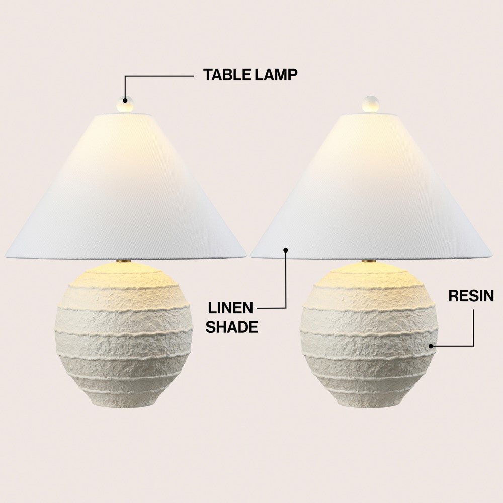 Elynt 21" Coastal Cottage Textured Resin/Metal Ridged LED Table Lamp